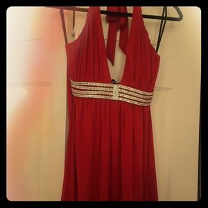 Red Crystal embellished halter top